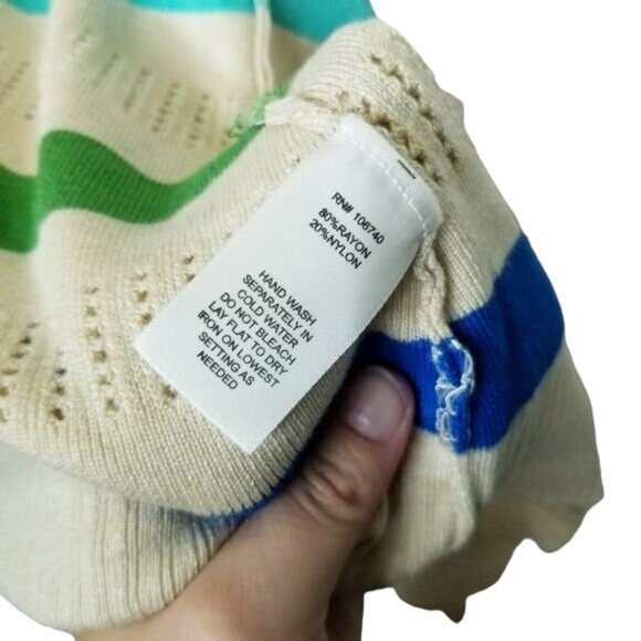 NorthStyle Rainbow Cardigan Open Front Knit Ribbed Hem Multicolor buttons NWOT S - Picture 5 of 10